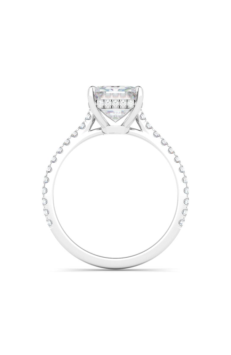 HauteCarat Emerald Cut Pavé Lab Created Diamond Ring, Alternate, color, 2.00 Ctw 18K White Gold