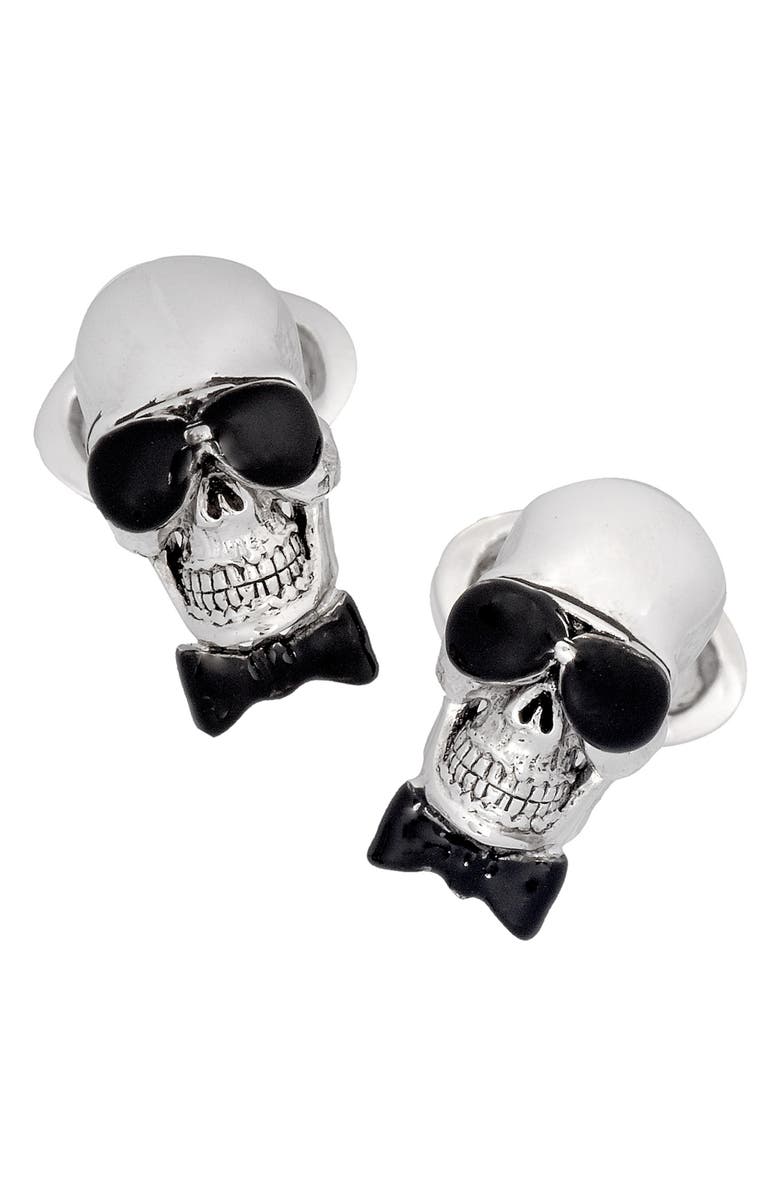 Jan Leslie Skull With Sunglasses Cuff Links, Main, color, 