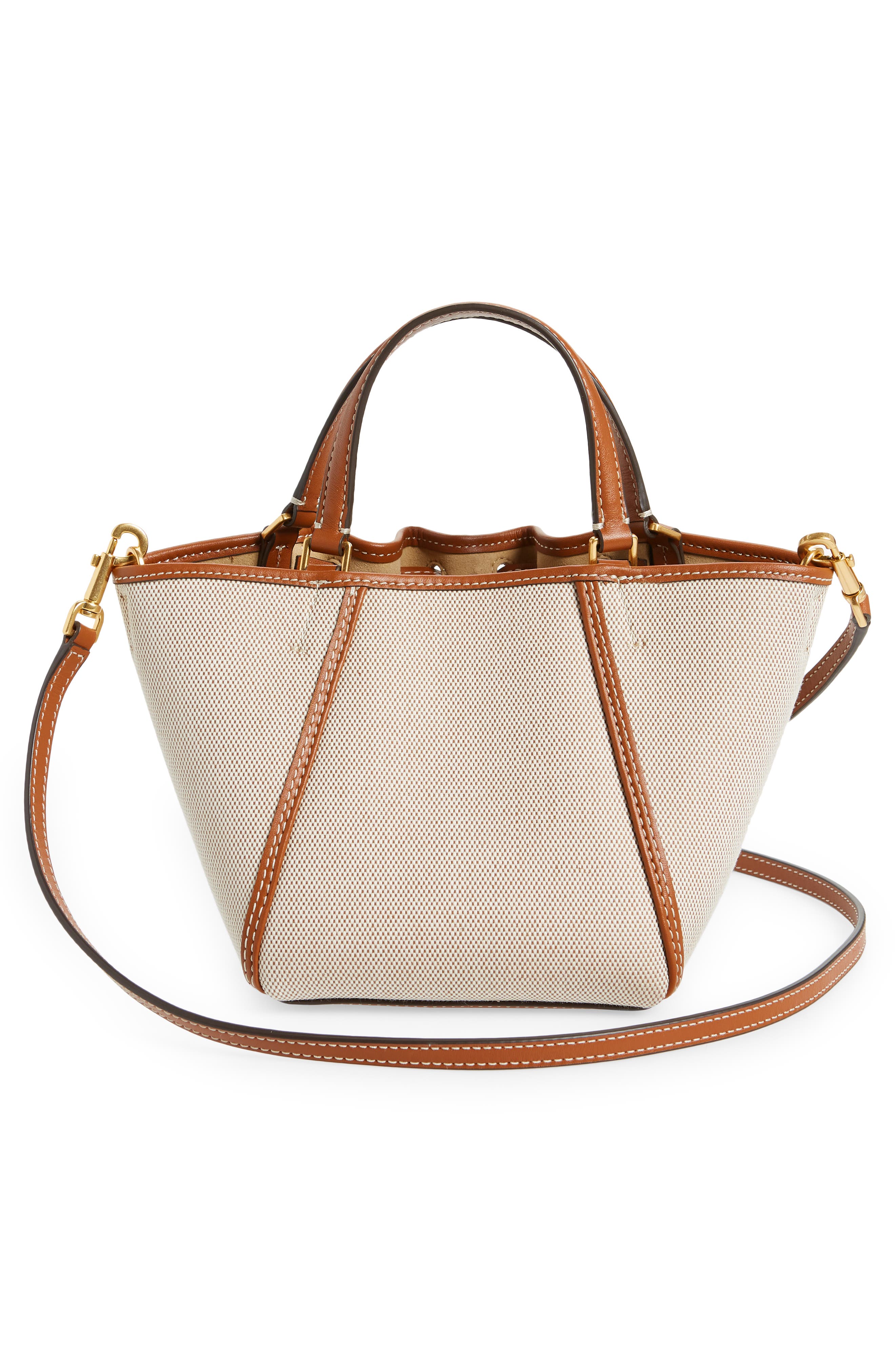 Tory Burch McGraw Mini Canvas Drawstring Satchel, Alternate, color, 