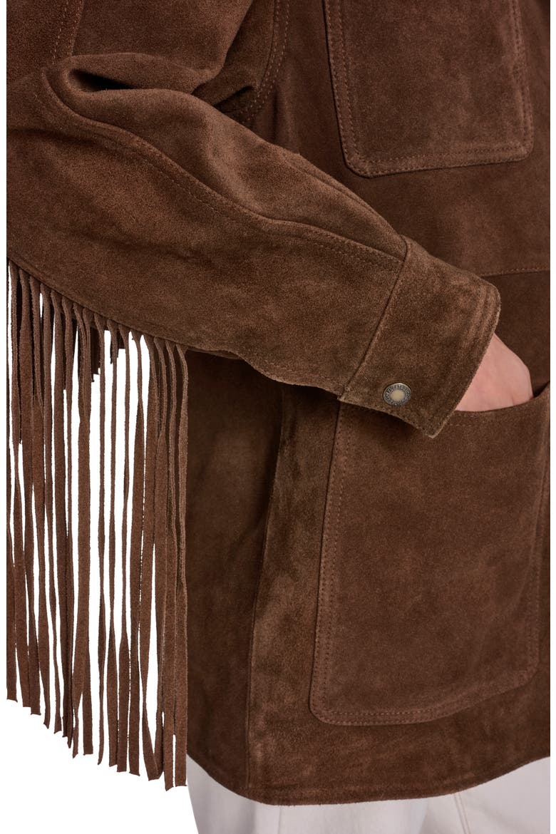 Fringe Suede Jacket, Alternate, color, MAPLE