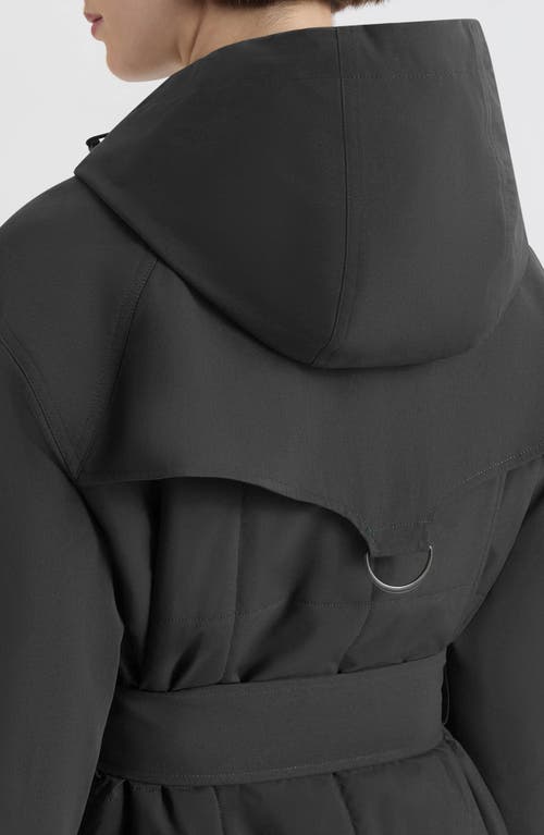 Hunter Violet Hooded Long Trench Coat In Black