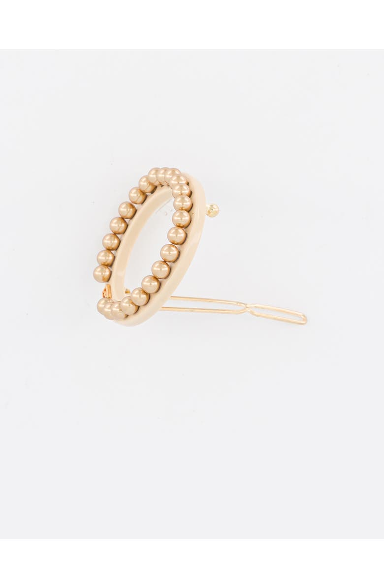 Alexandre de Paris Gold Pearls Acetate Side Barette, Alternate, color, Beige