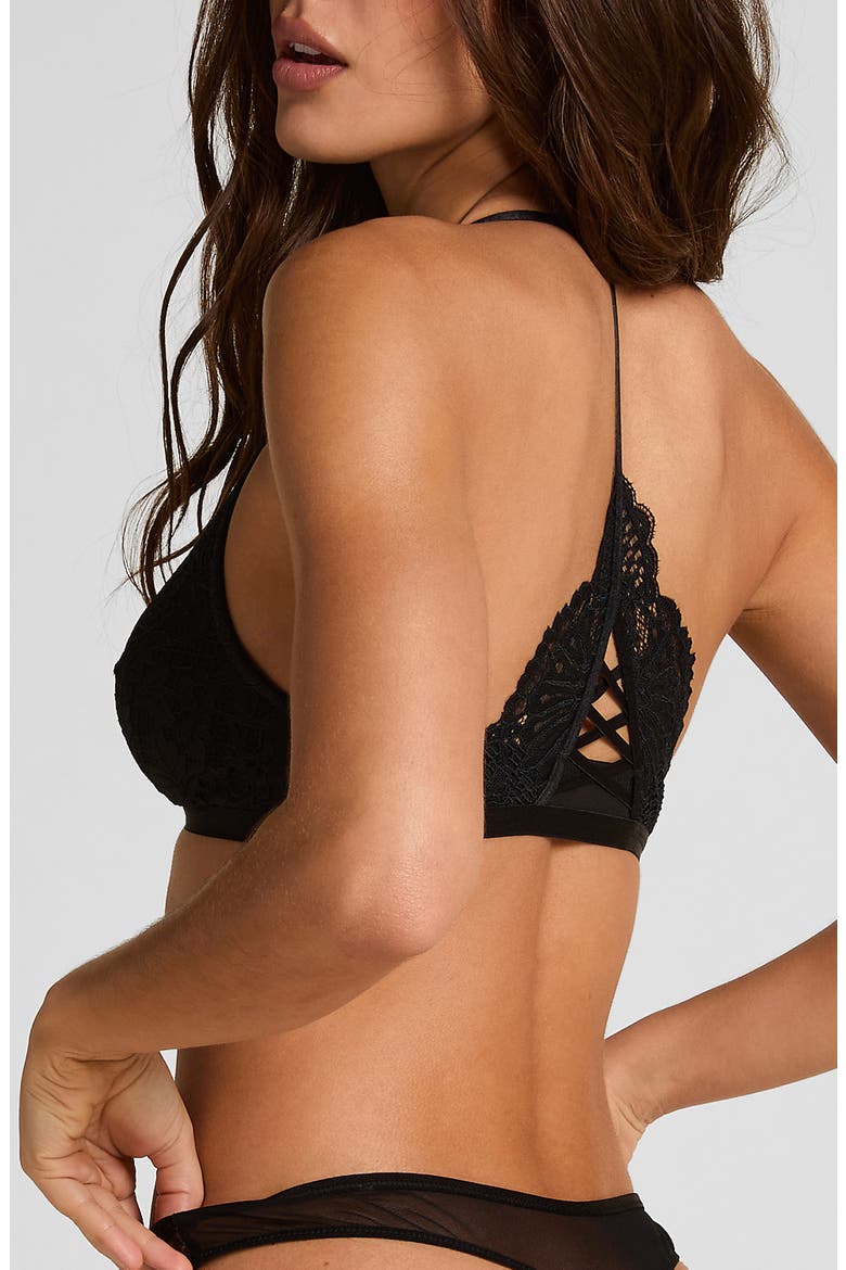 Whitney Front Clasp Triangle Bralette, Alternate, color, CAVIAR