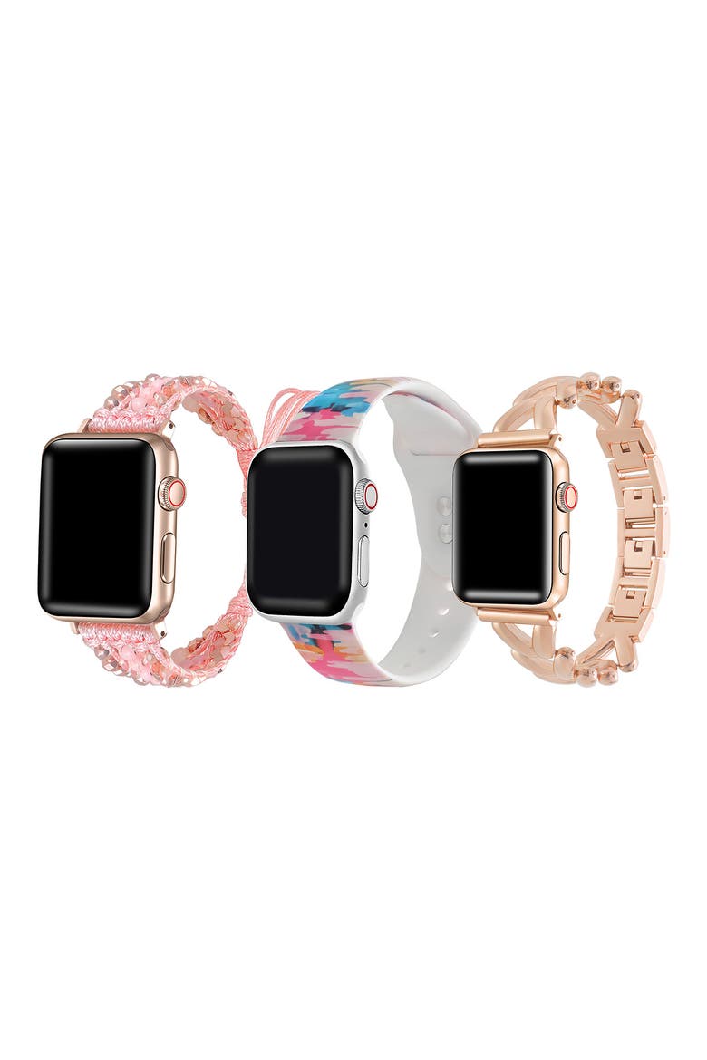 Caroline Gemma Set of 3 Watchbands, Main, color, PINK