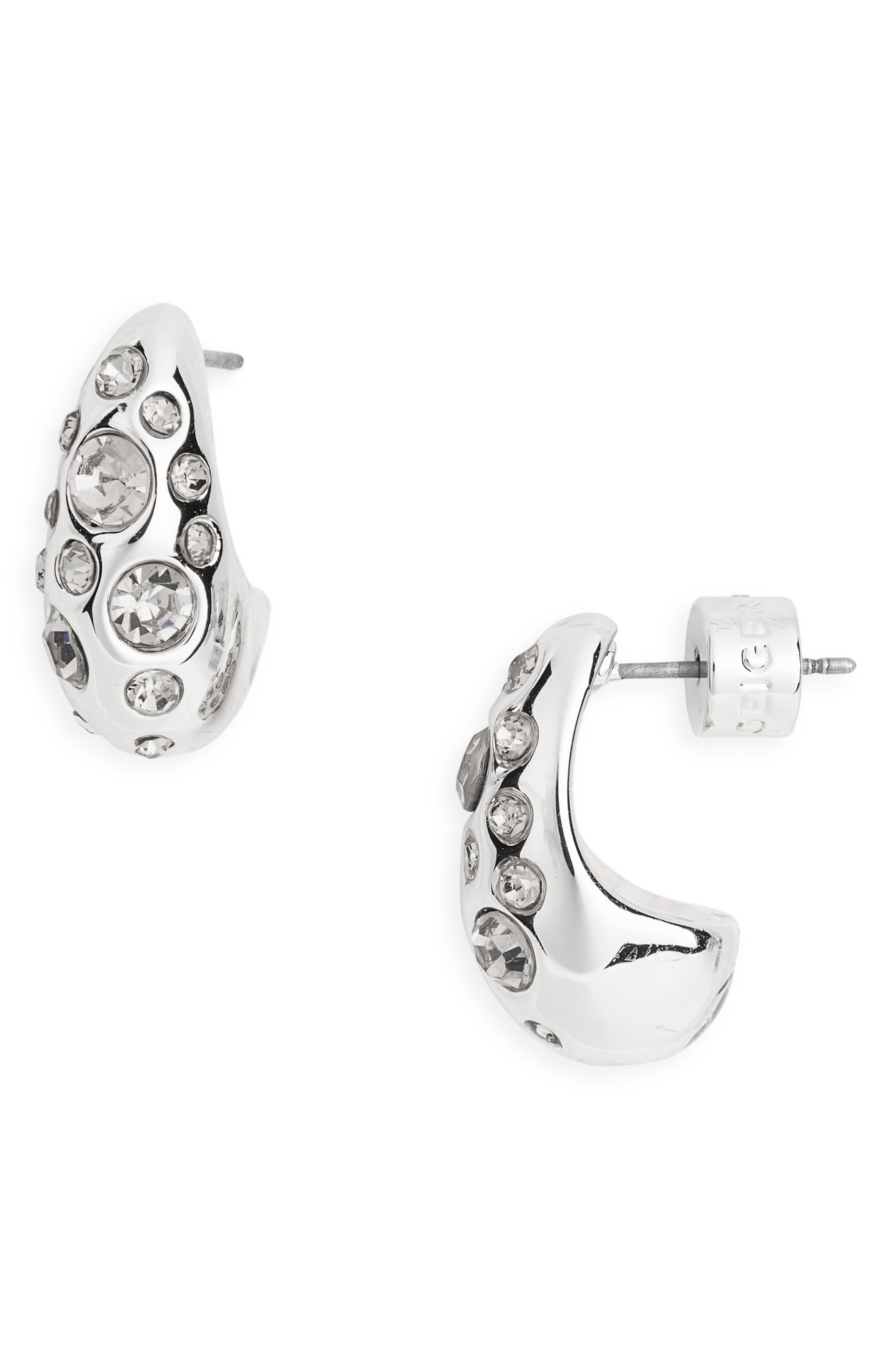 Kurt Geiger London Bombay Pavé CZ Dome Hoop Earrings