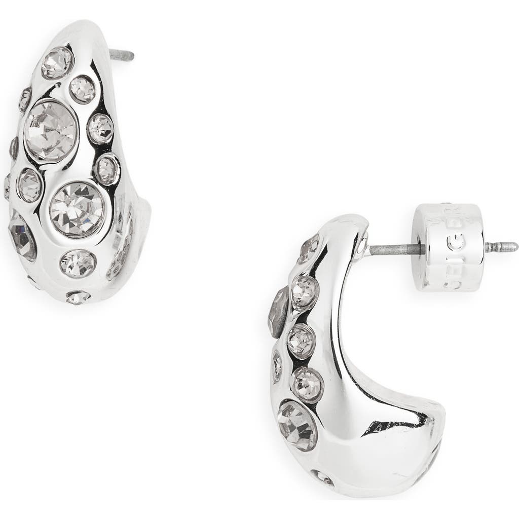 Kurt Geiger London Bombay Pavé Cz Dome Hoop Earrings In Silver