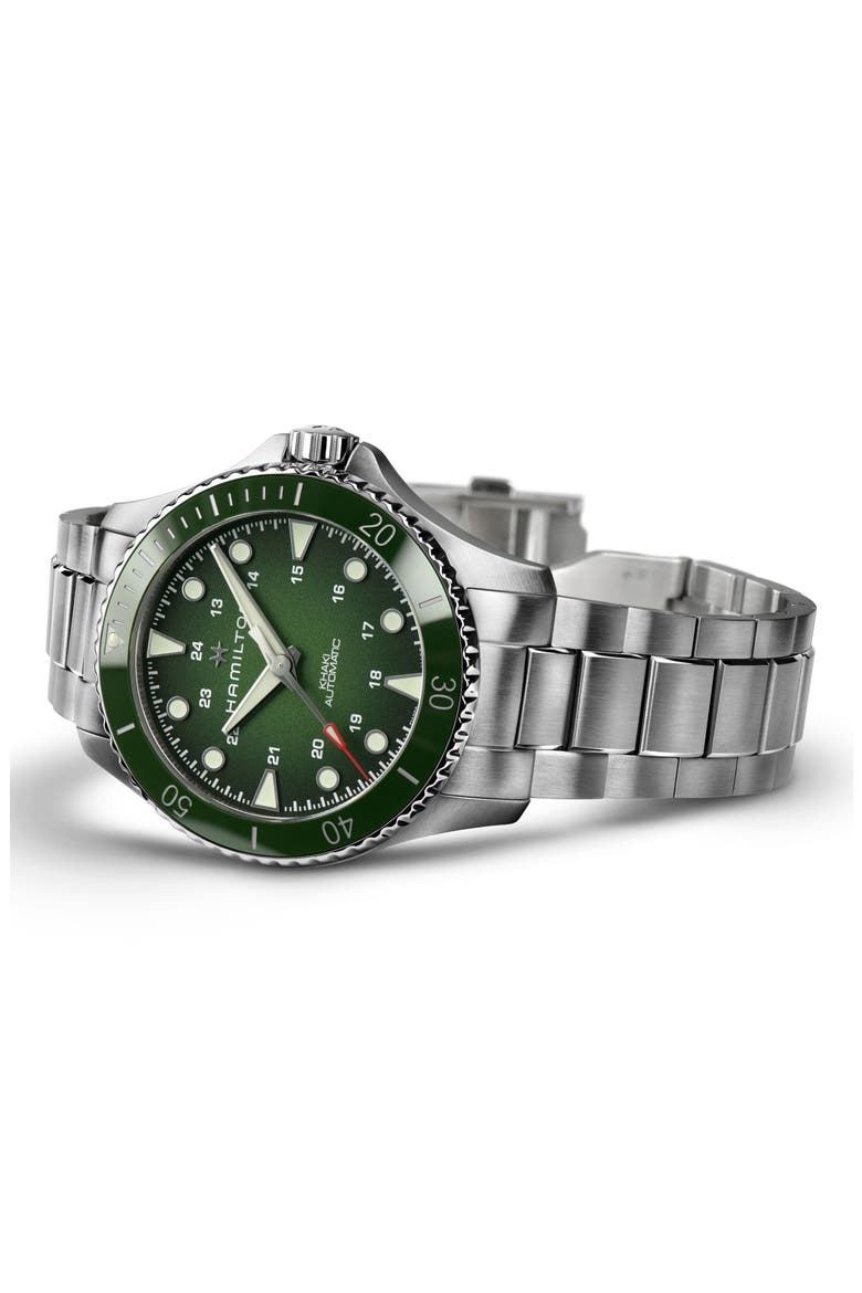 Khaki Navy Scuba Automatic Bracelet Watch, 43mm, Alternate, color, GREEN