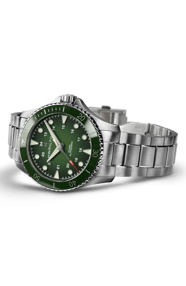 Hamilton Khaki Navy Scuba Automatic Bracelet Watch, 43mm, Alternate, color, Green