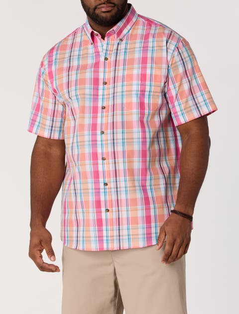 Big & Tall Easy-Care Medium Plaid Sport Shirt V7