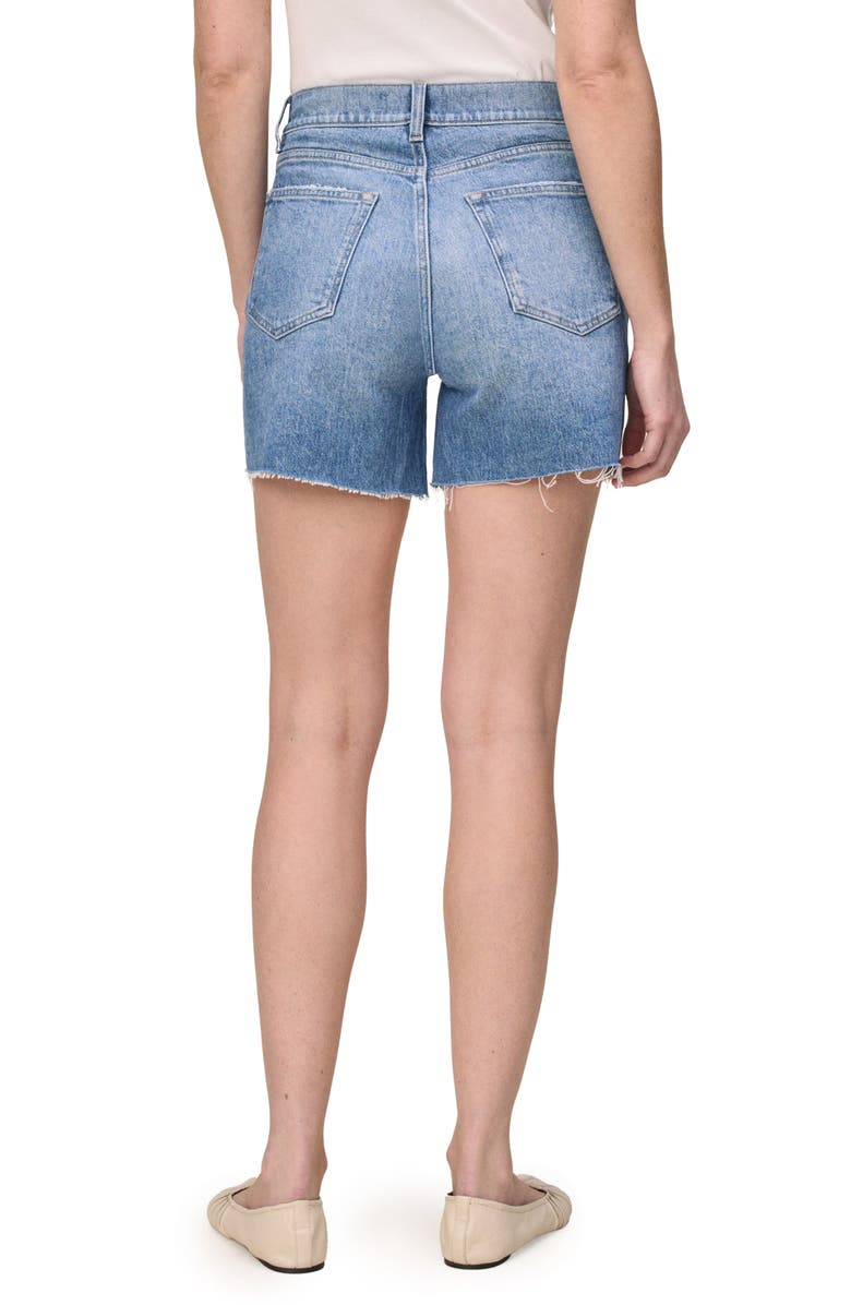 WARP+WEFT VVI Raw Hem High Waist Relaxed Fit Denim Shorts, Alternate, color, Glow
