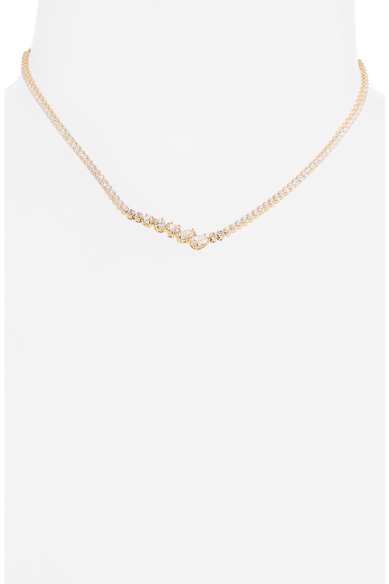 Mesmera V-Shape Crystal Necklace, Alternate, color, WHITE/ GOLD