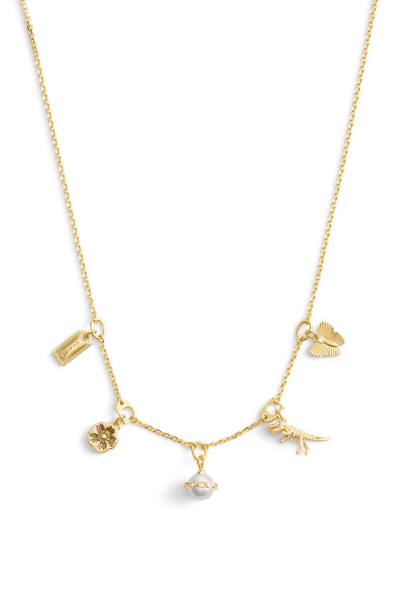 COACH Mixed Charms Necklace, Main, color, 
