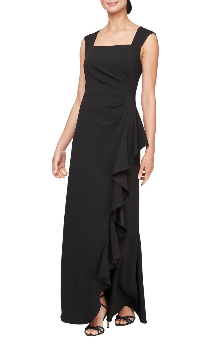Alex Evenings Gathered Sleeveless Evening Gown, Main, color,
