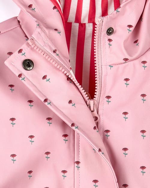 Memoi Lined Raincoat With Attached Storage Pouch In Pink