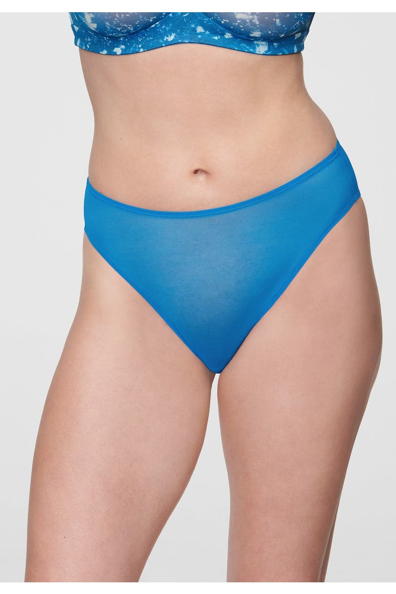 The Highwaist High Cut Mesh Briefs, Alternate, color, CYAN