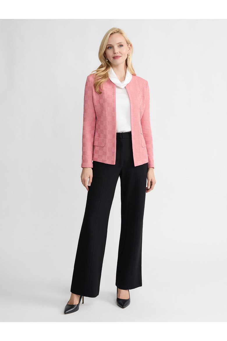 Tailored Tonal Checkered Knit Jacket, Alternate, color, Honey Suckle
