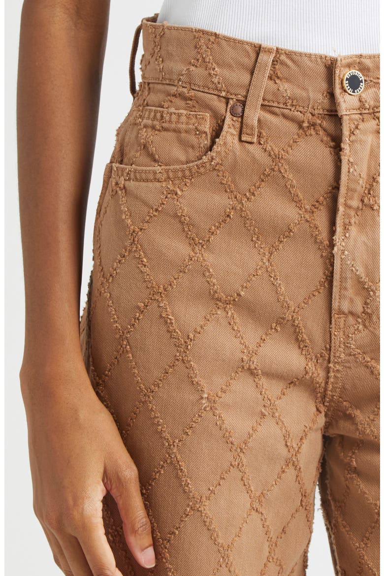 High Waist Diamond Jacquard Crop Wide Leg Jeans, Alternate, color, HAZELNUT STONE