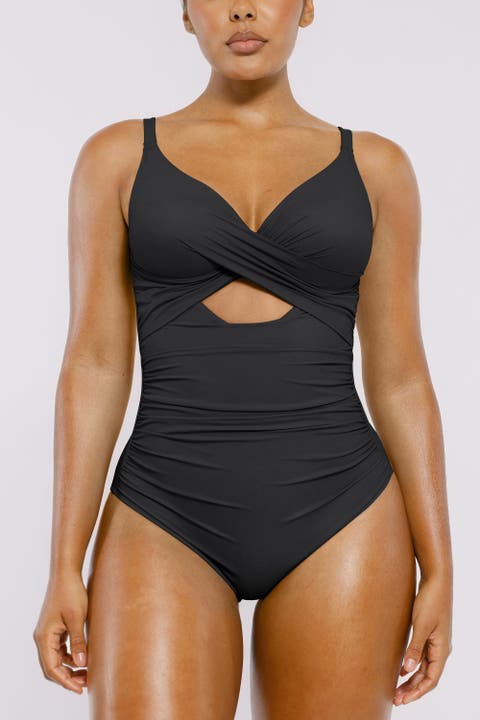 Cutout-Front Tummy Control One-Piece Swimsuit