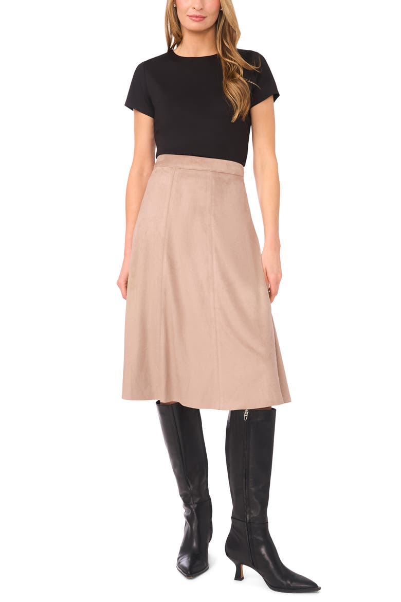 Paneled A-Line Midi Skirt, Alternate, color, MOCHA MERINGUE