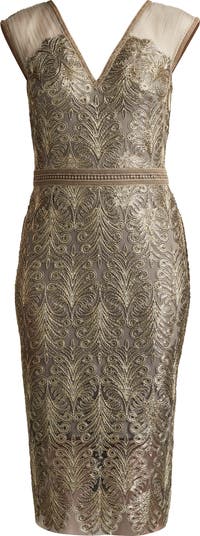 パーティードレス TadashiShoji  Sequin Corded Lace Cocktail Sheath Dress Tadashi Shoji Sequin Corded Lace Cocktail Sheath Dress