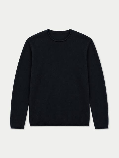 Cashmere Rolled-edge Crewneck Sweater