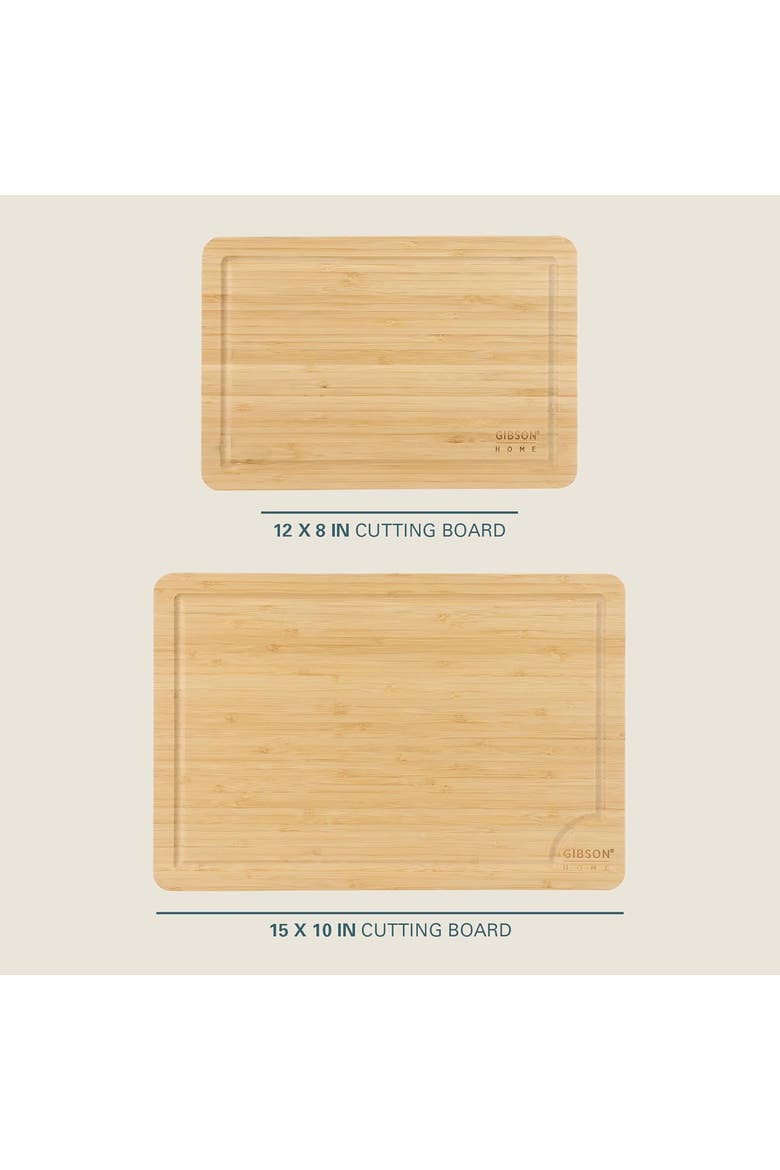 2pc Rectangle Wood Cutting Board Set w/ Juice Grooves, Alternate, color, Brown