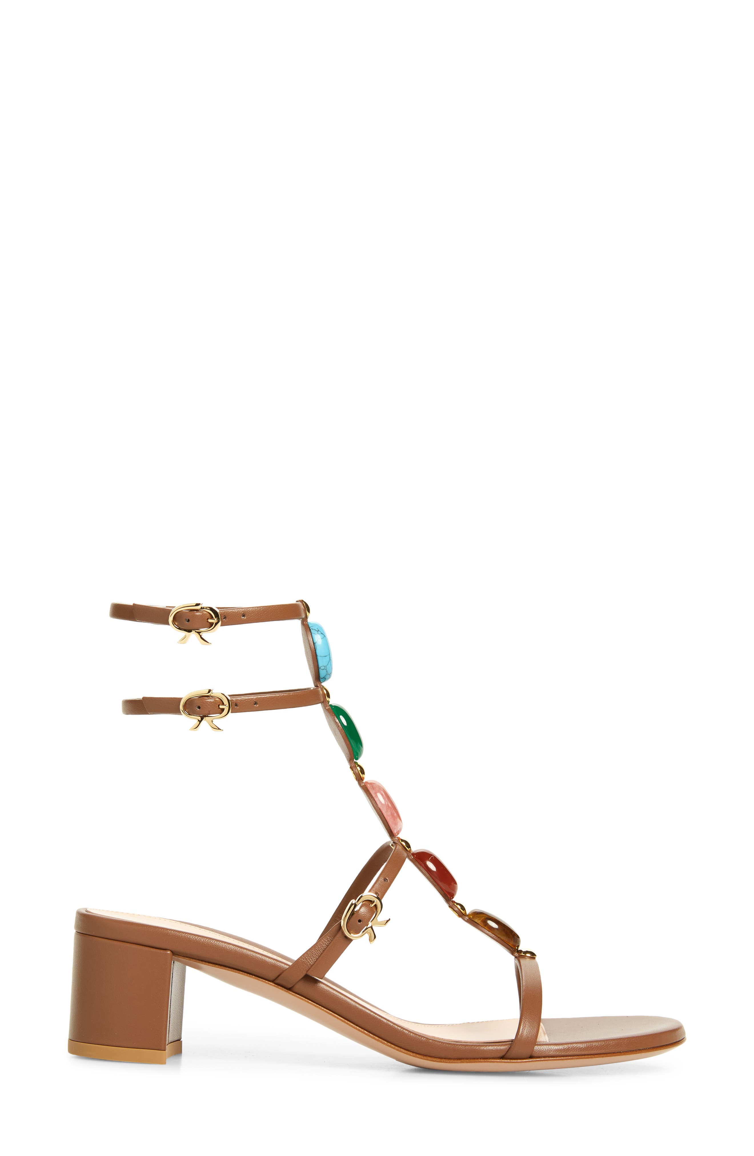 Gianvito Rossi Stone Embellished Double Ankle Strap Sandal, Alternate, color, 
