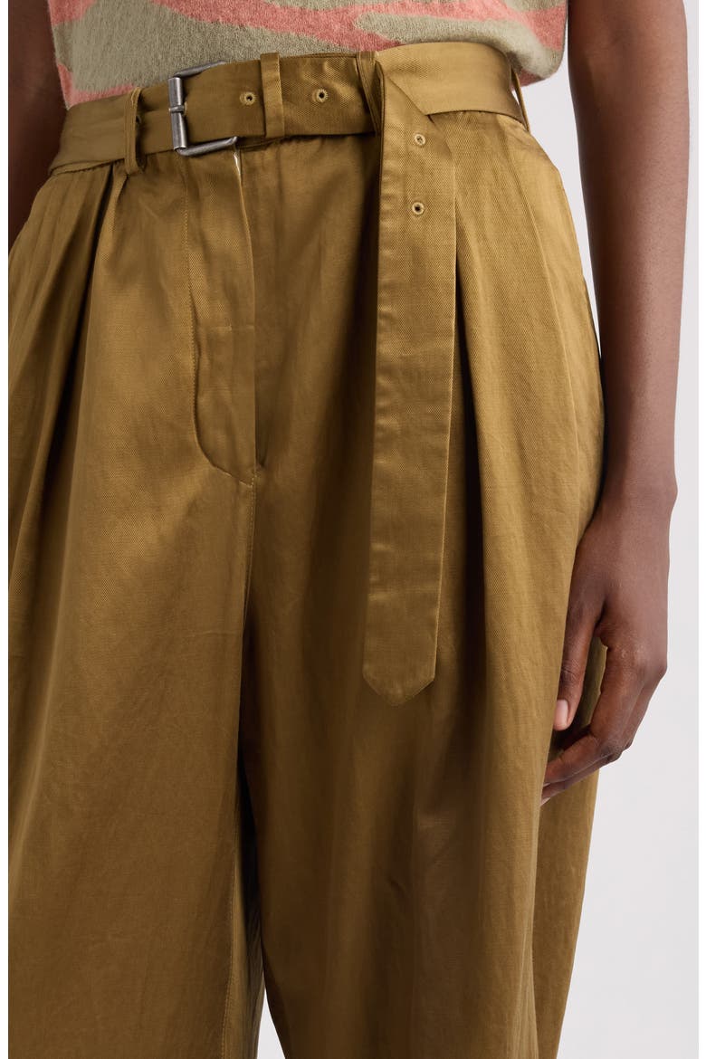 Peaches Belted Pleated Wide Leg Trousers, Alternate, color, UMBER