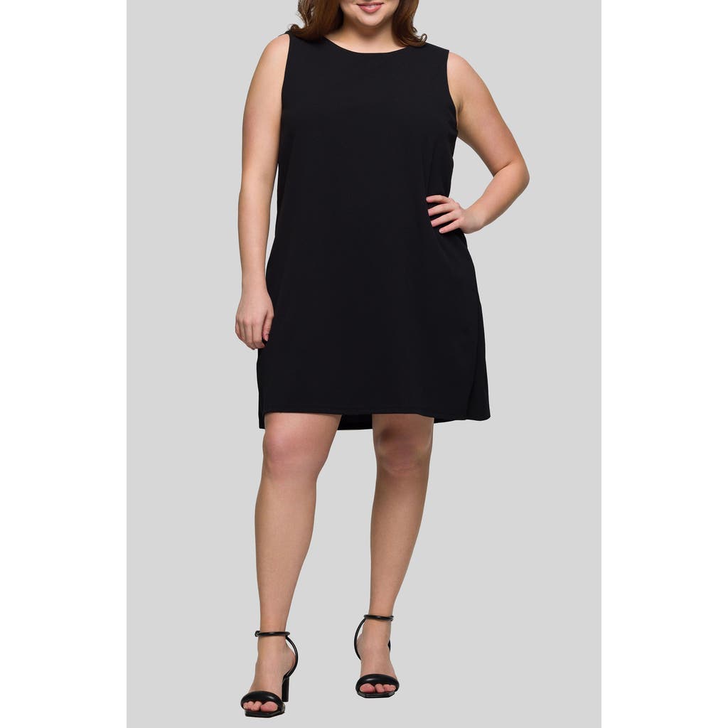 24seven Comfort Apparel Plus Size Sleeveless Mini Shift Dress In Black