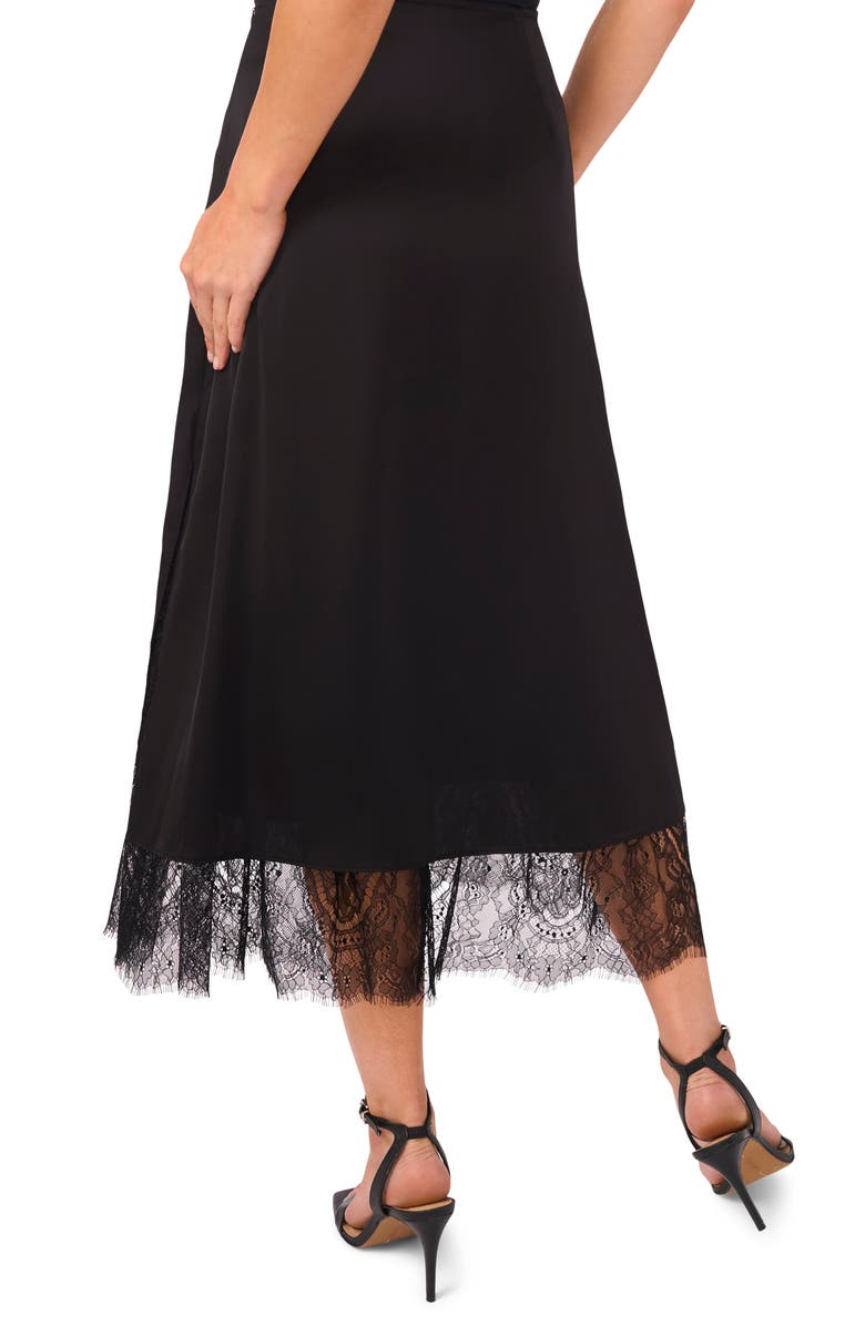 CeCe Eyelash Lace Trim Midi Skirt, Alternate, color, Rich Black