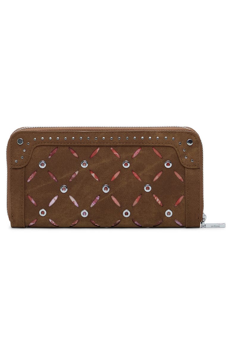 Desigual Long Faux Leather Wallet, Alternate, color, Camel