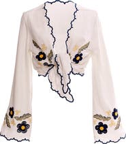 Agua Bendita Soleil Fiore Tie Front Cover-Up Top