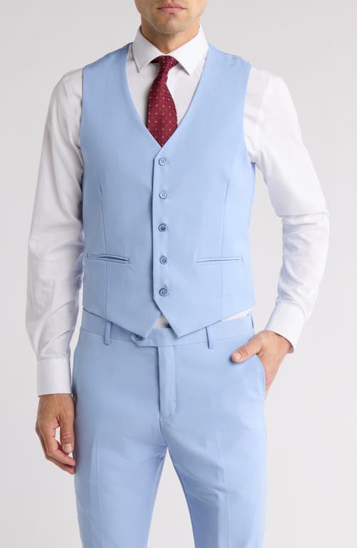 Gino Vitale Skinny Fit Solid Stretch Three Piece Suit In Sky Blue