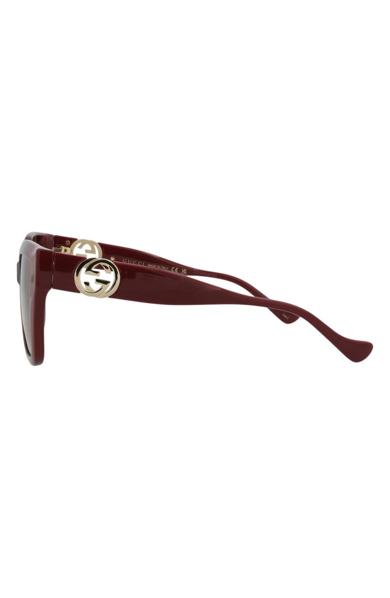 Gucci 54mm Rectangular Sunglasses, Alternate, color, Havana Burgundy Brown