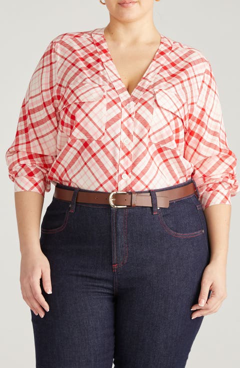 Cooling V-Neck Button-Up Shirt (Plus)