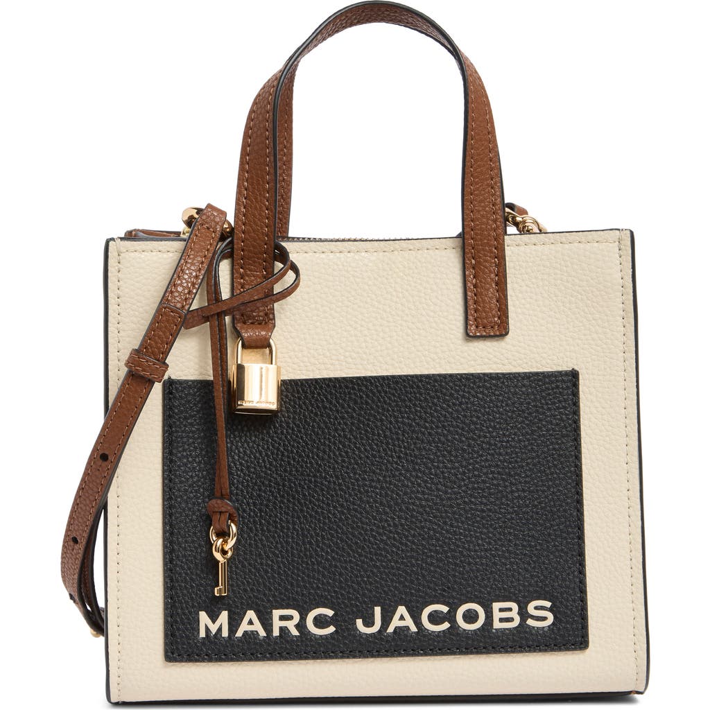 Marc Jacobs Mini Grind Leather Tote In Marshmallow Multi