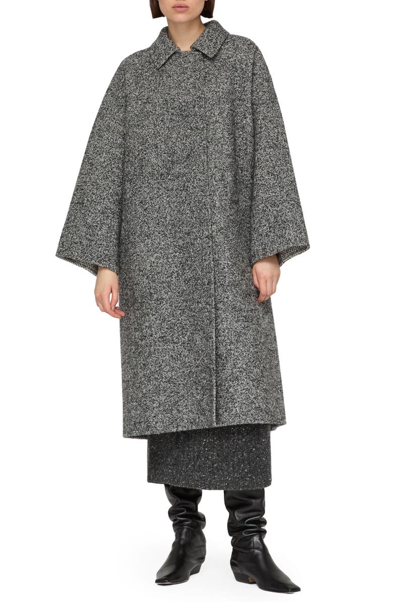 Lafayette 148 New York Dropped Shoulder Reversible Coat, Main, color, Black Multi/ White Multi