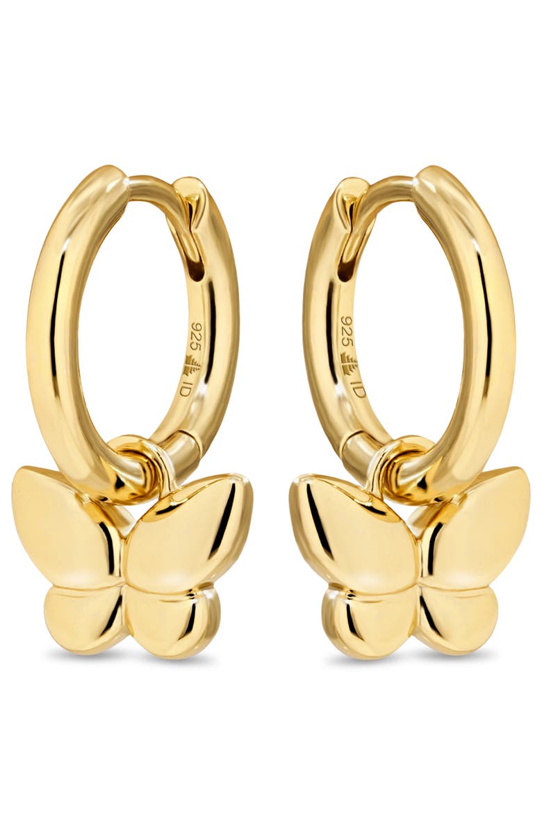 DEVATA Butterfly Hoop Earrings in Gold Plated Sterling Silver, Alternate, color, Yellow Gold