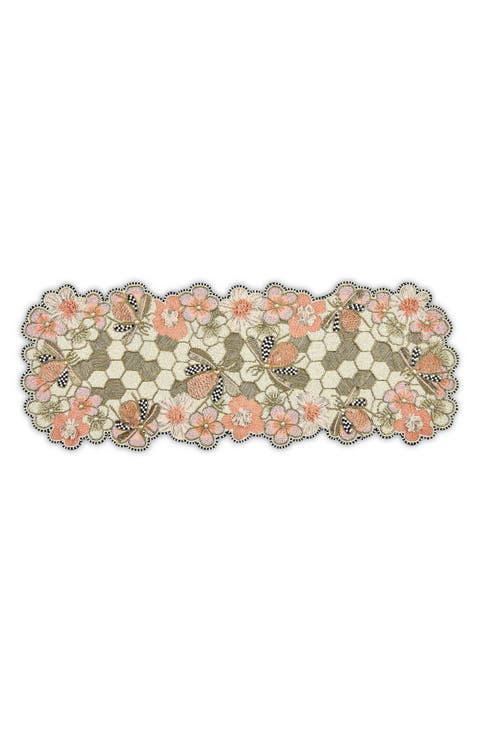 Cherry Blossom Bee Beaded Table Runner