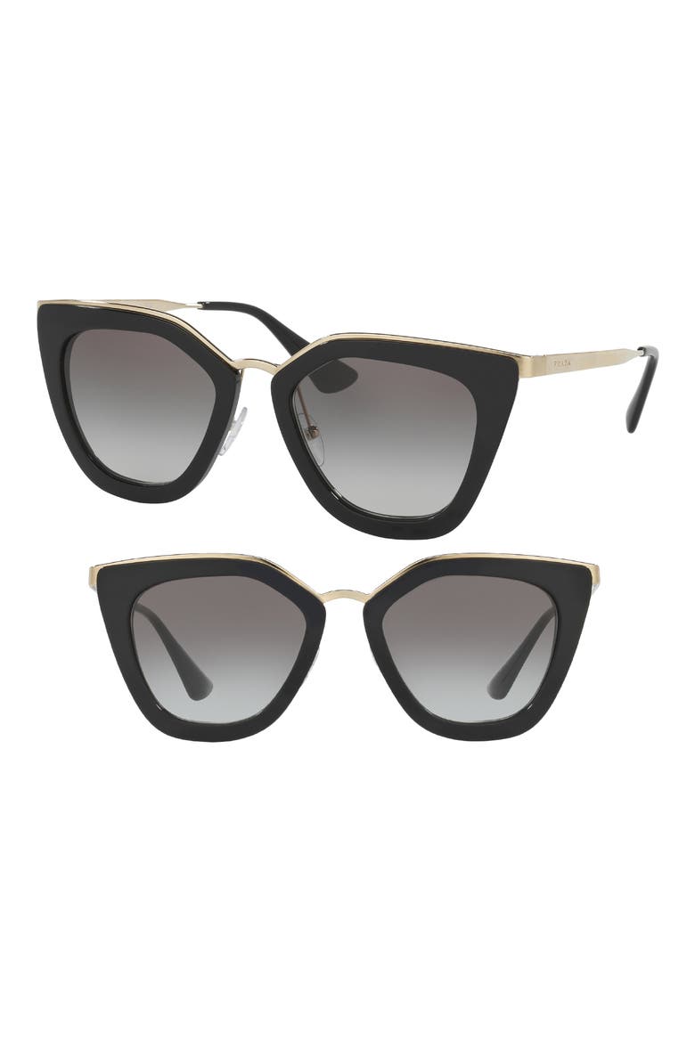 52mm Cat Eye Sunglasses, Main, color, BLACK