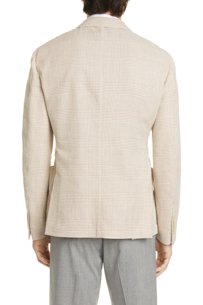 Trim Fit Tonal Plaid Sport Coat, Alternate, color, SAND