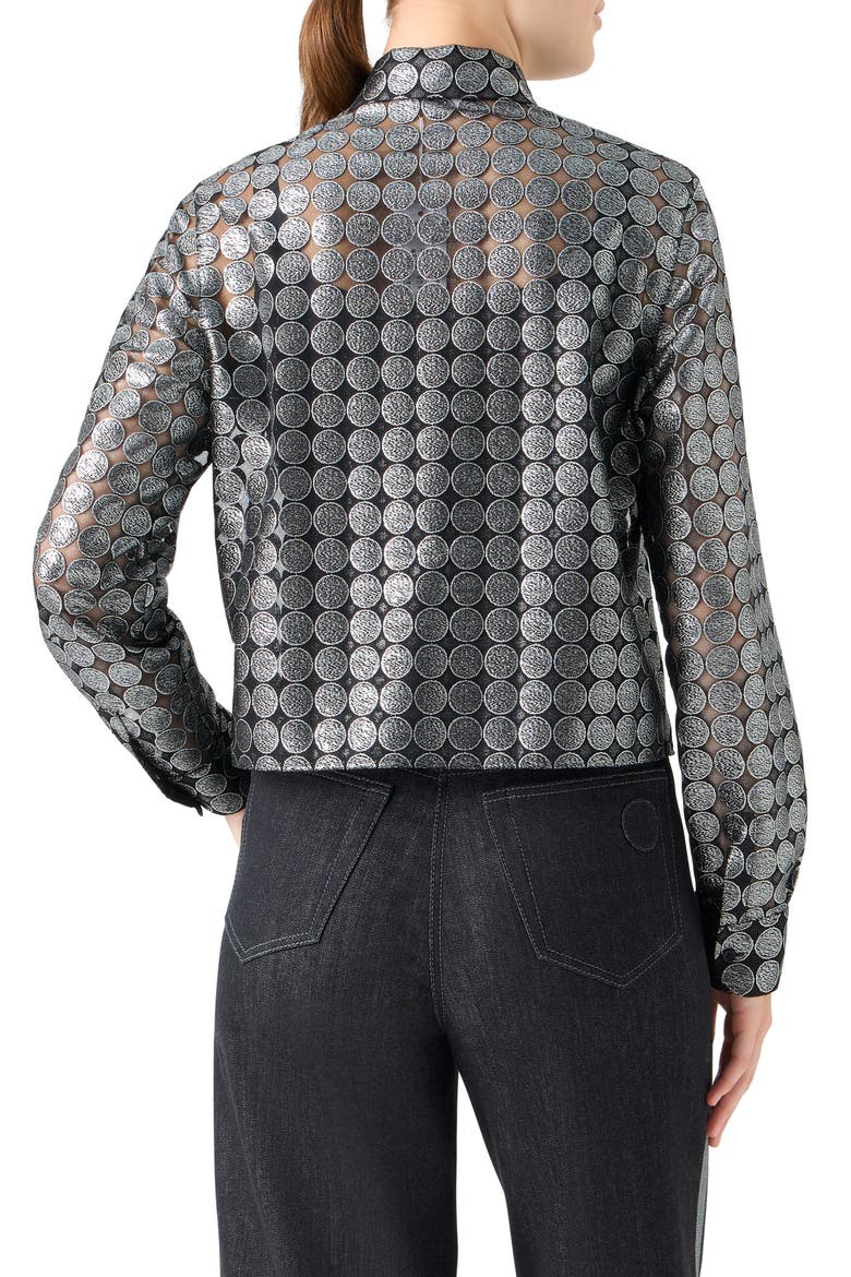 Dot Semisheer Button-Up Shirt, Alternate, color, BRUSHED STEEL