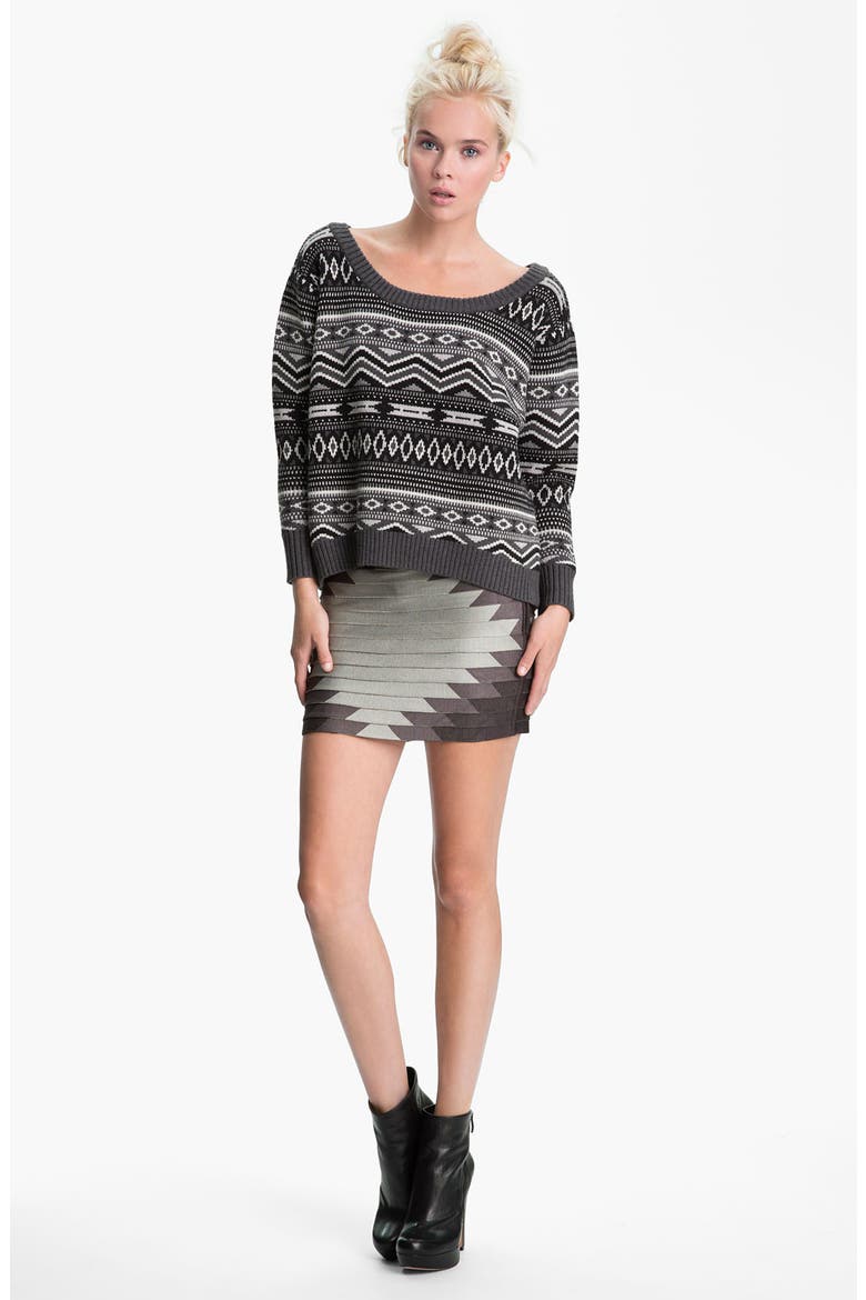 'Aztec' Bandage Skirt, Alternate, color, CHARCOAL HEATHER GREY MULTI
