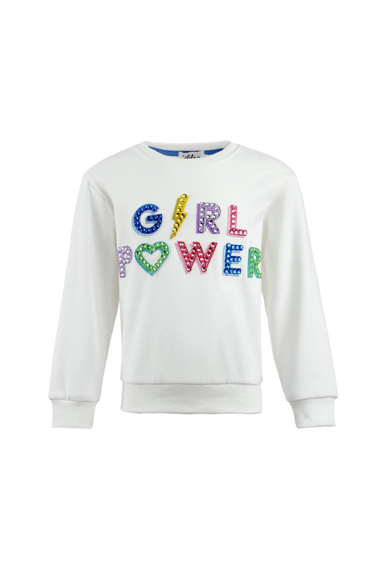 Lola + The Boys Crystal Girl Power Sweatshirt, Main, color, 