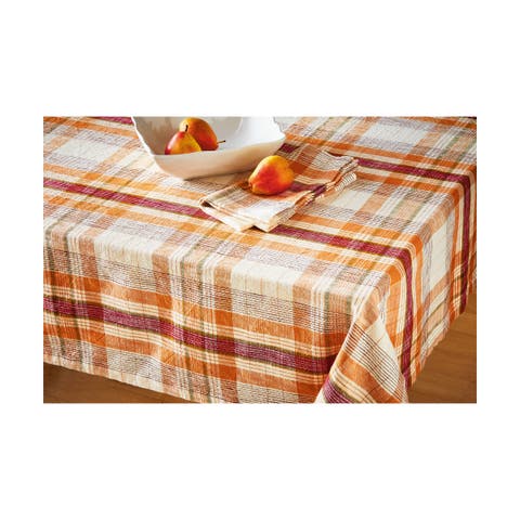Eva Slub Weave Plaid Tablecloth for Fall Harvest Multicolor