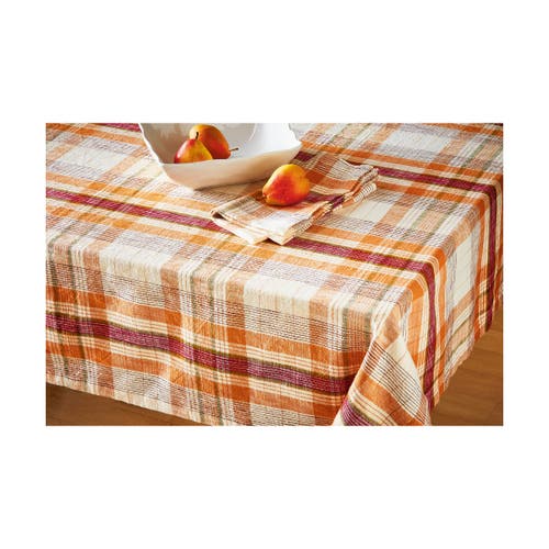 Tag Eva Slub Weave Plaid Tablecloth For Fall Harvest Multicolor Cotton Machine Wash 125