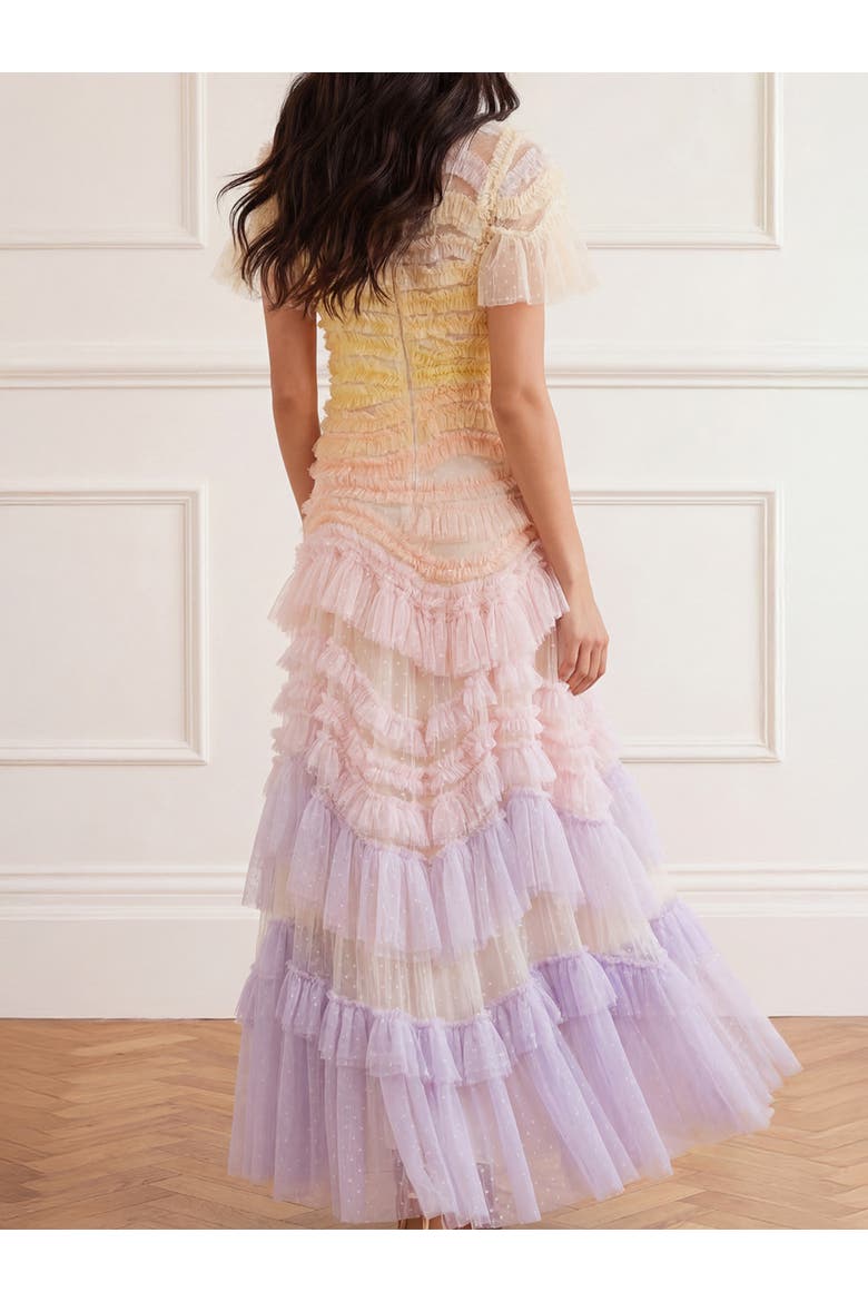 Wild Rose Ombre Short Sleeve Gown, Alternate, color, Sunset
