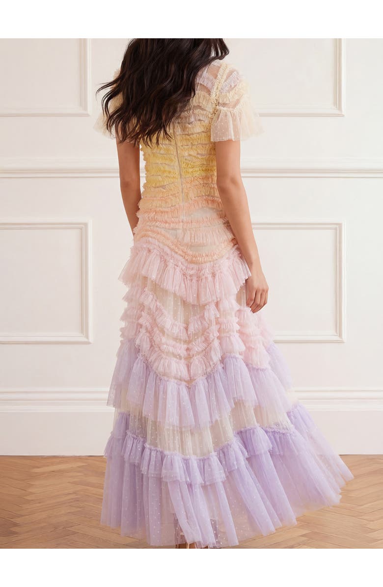 Needle & Thread Wild Rose Ombre Short Sleeve Gown, Alternate, color, Sunset