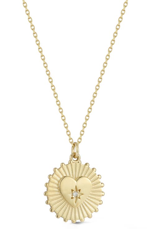 14K Gold Diamond Accent Heart Pendant Necklace