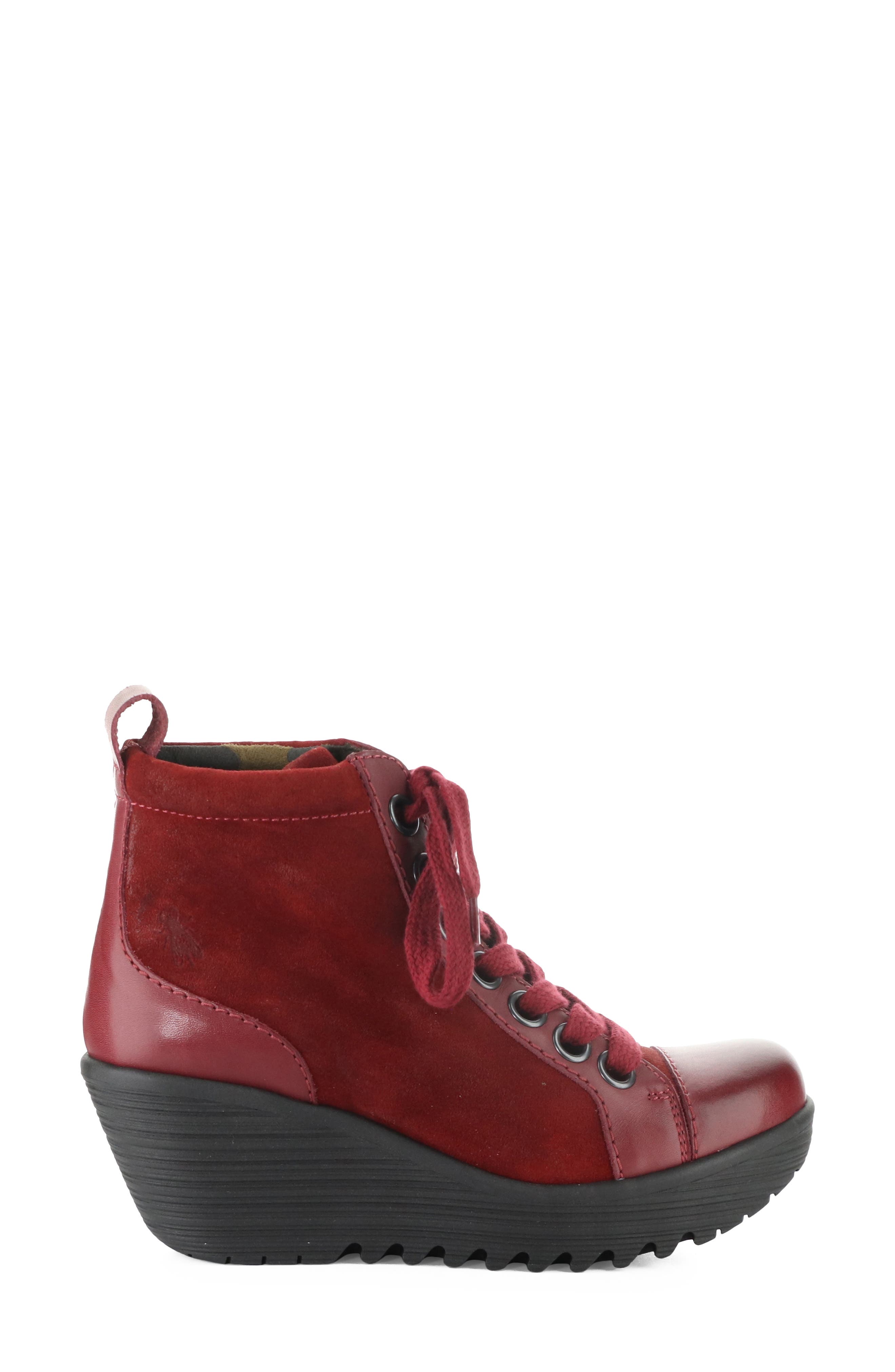 Lufe Platform Wedge Bootie, Alternate, color, BURGUNDY/ RED